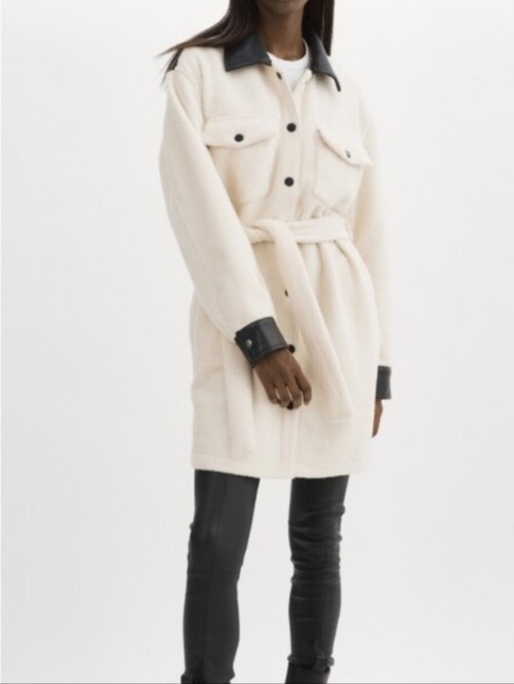 LAMARQUE ($220) Zosia Polar Fleece Belted Shacket Size M NWT